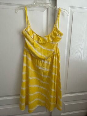 NWT Loft yellow white tie-dye sundress size Medium